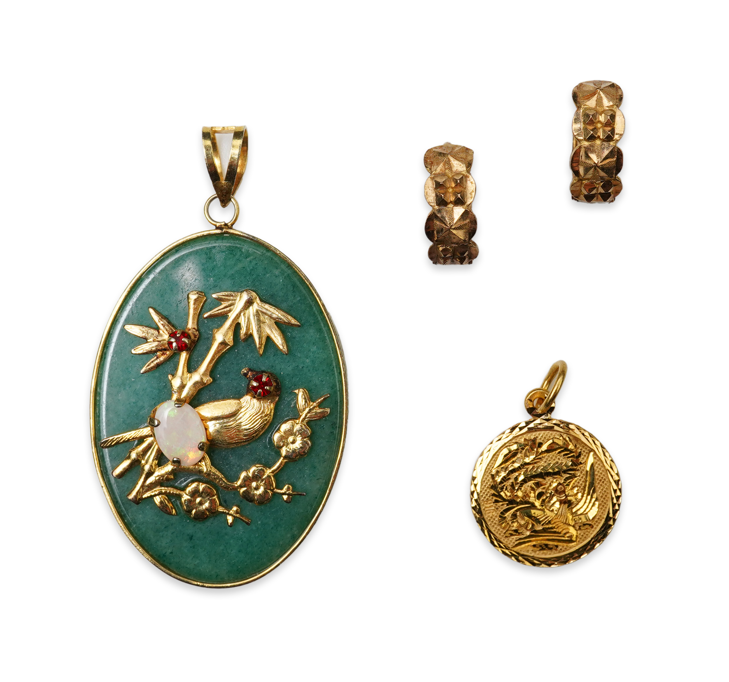Two pendants and a pair of earrings
